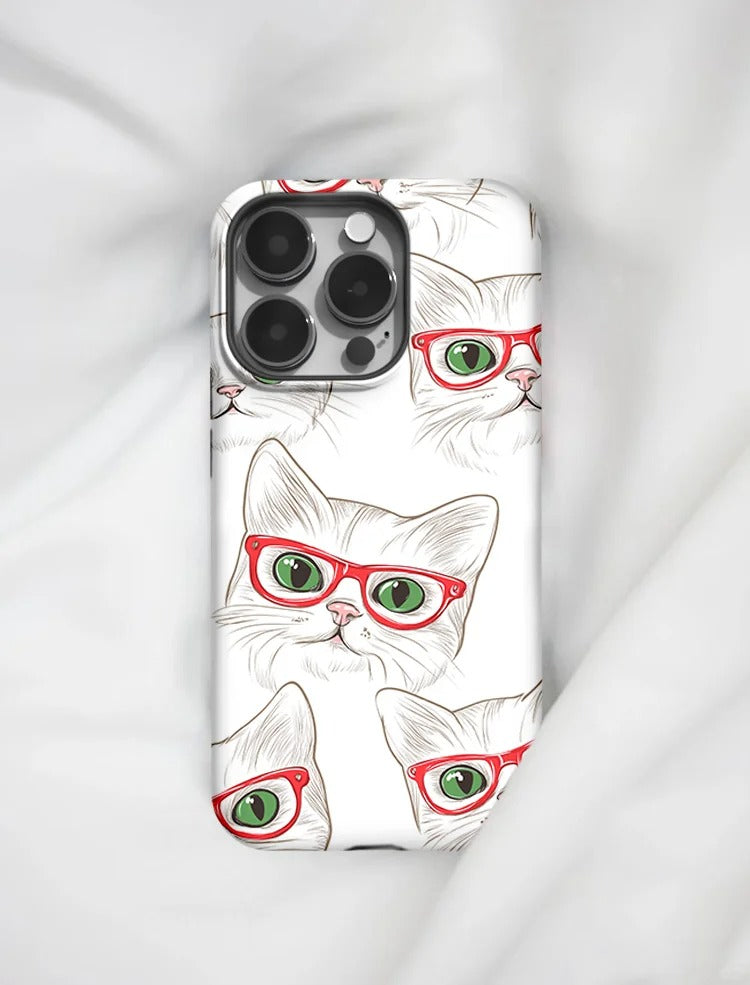 かわいい猫のメガネ型スマホケース