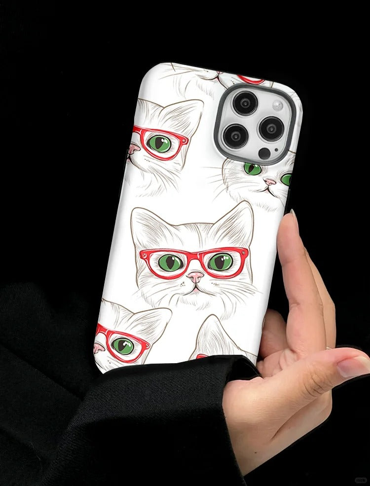 かわいい猫のメガネ型スマホケース