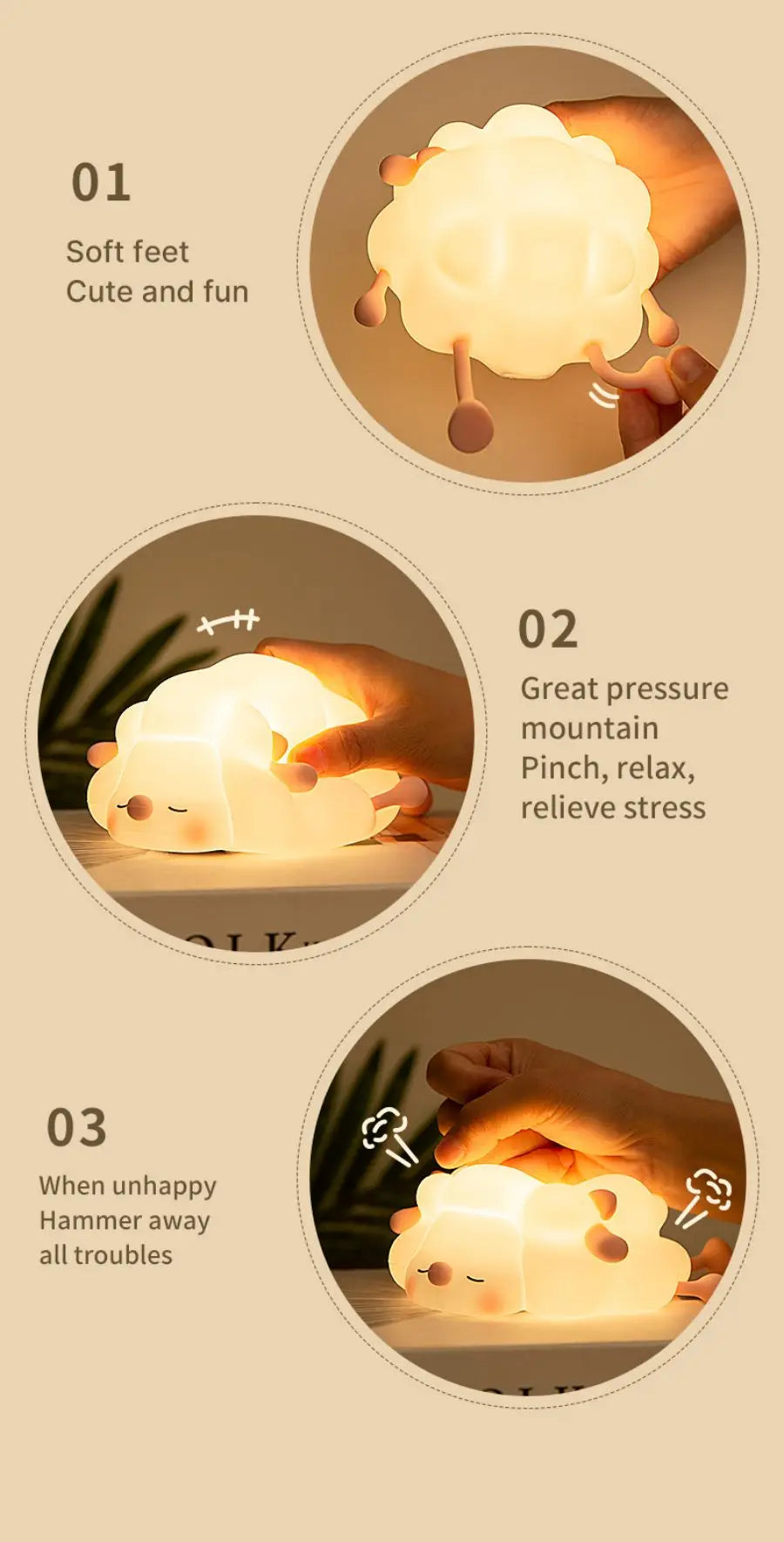 Animal Night Light – Panda, Sheep & Bunny
