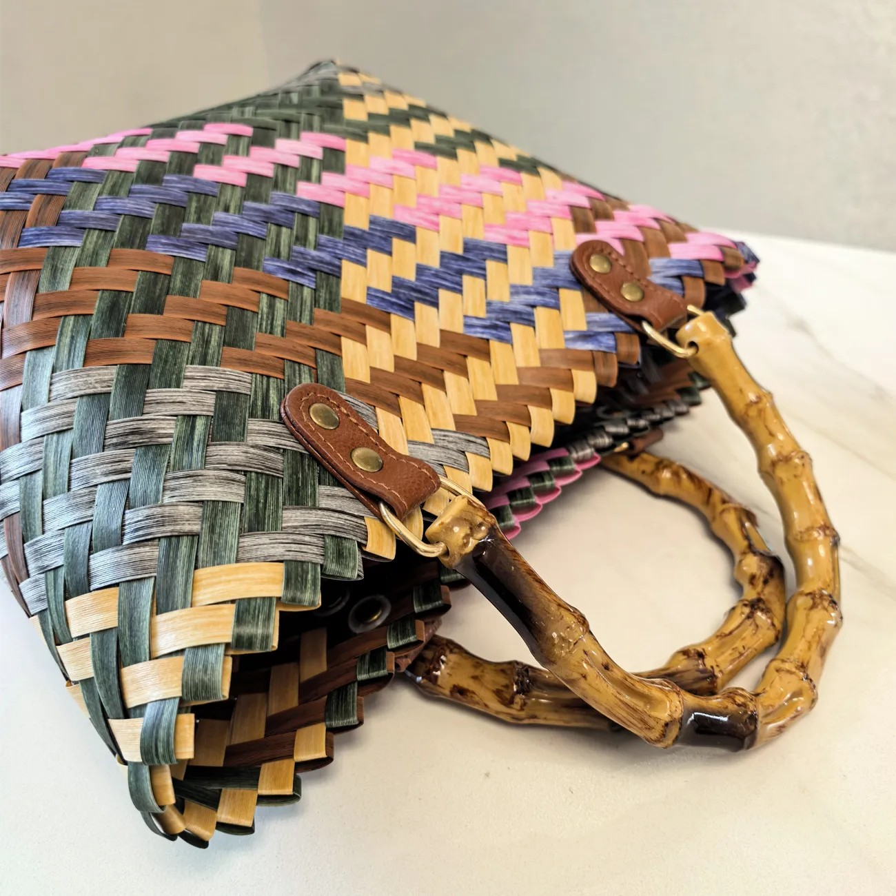 Woven Dog Charm Tote Bag