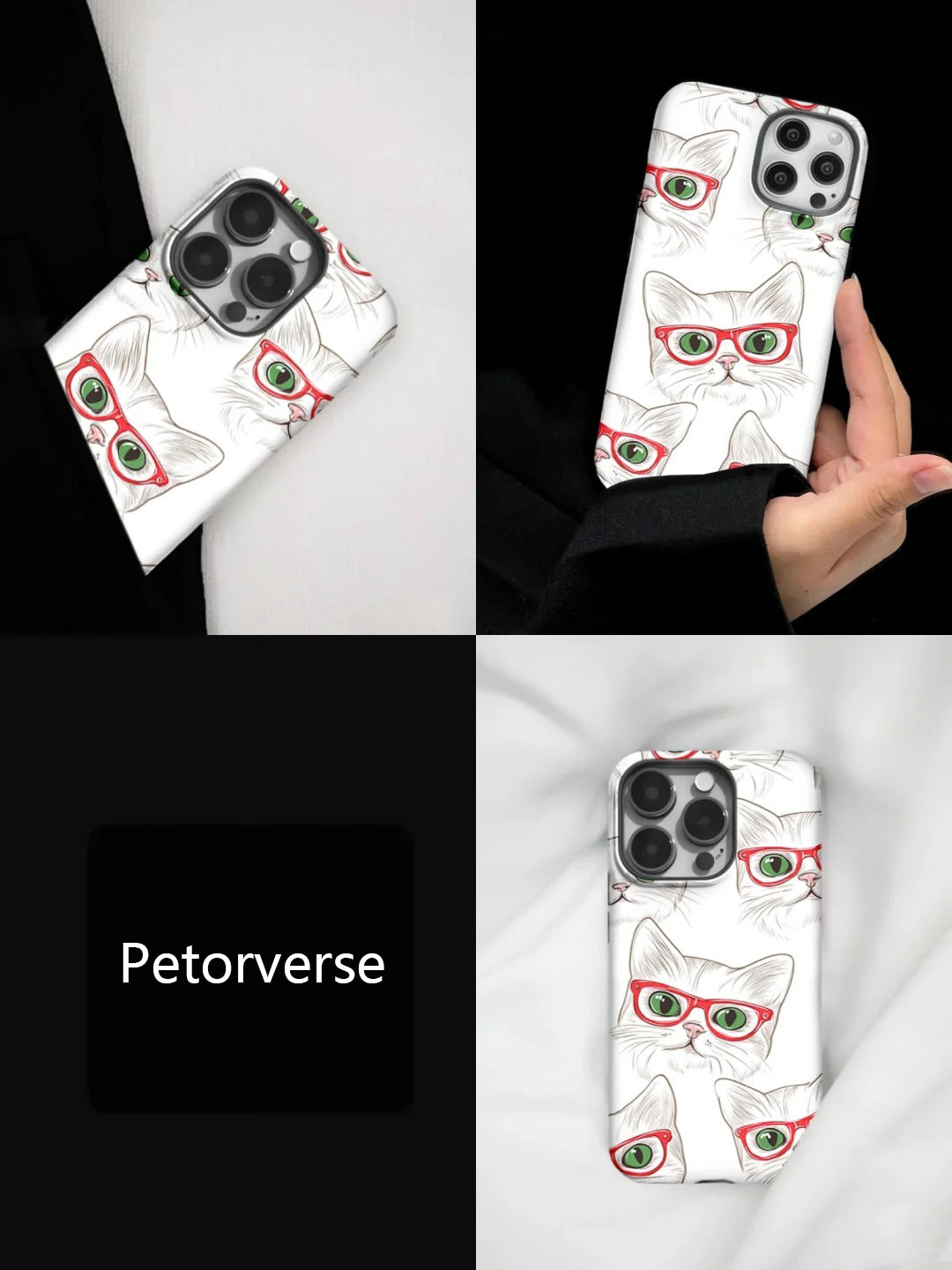 かわいい猫のメガネ型スマホケース