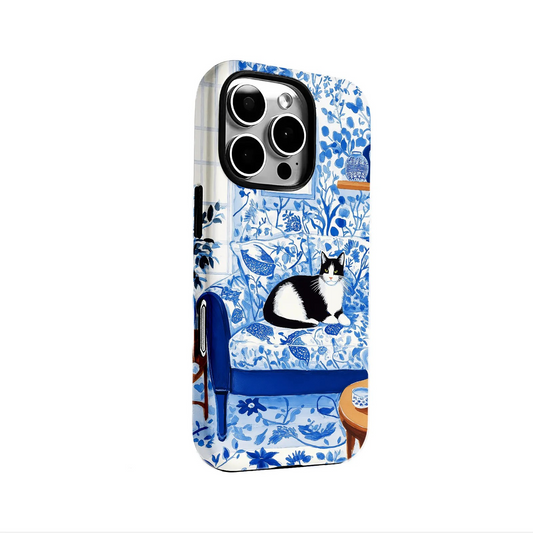 Blue Cat Lounge Phone Case