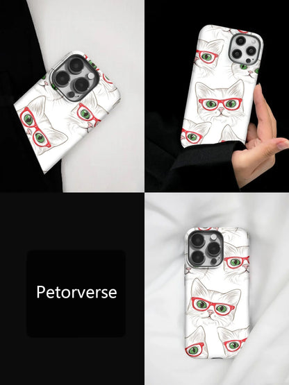 かわいい猫のメガネ型スマホケース